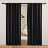 RYB HOME Blackout Curtains 80 inches Long for Bedroom Living Dining Room | Thermal Insulated, Privacy Protection, UV Blocking, Drapes for Sliding Patio Glass Door, W42 x L80, Black, 2 Panels