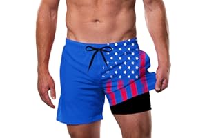 Cozople Mens Swim Trunks with Compression Liner 5.5" Inseam Quick Dry Bathing Suit Lightweight Swimming Shorts
