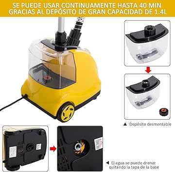 HomCom Plancha de Vapor con Depósito de 1.4L y Temperatura ...