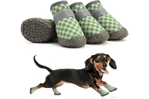 Petanims Small Dog Shoes, Breathable Puppy Boots & Paw Protectors for Winter Snow, Summer Hot Pavement, Dog Booties with Anti-Slip Rubber Soles for Hardwood Floors Green Size 1