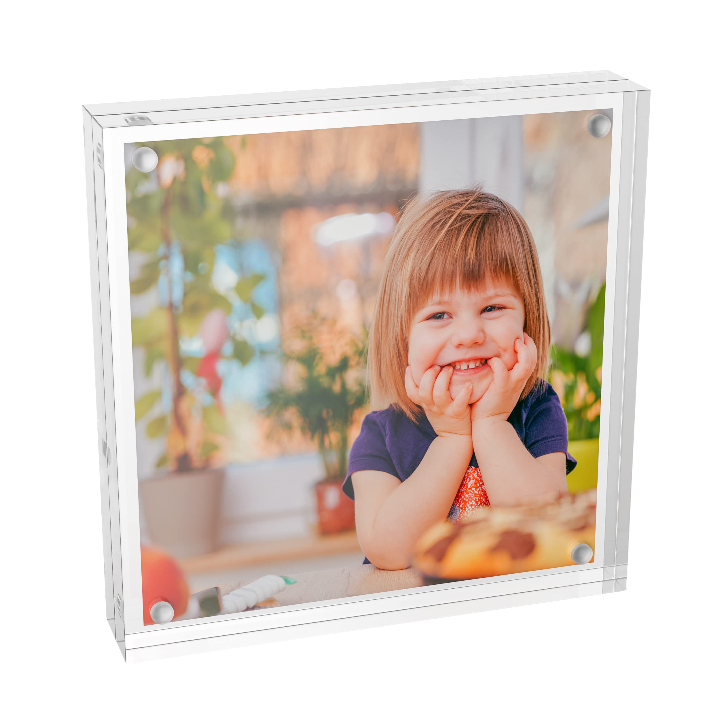 Sezanrpt Clear Booth Photo Frame 5x5, Perspex Square Picture Frame, Acrylic Photo Frame for 5x5, 4x4, 3x3 Picture Display