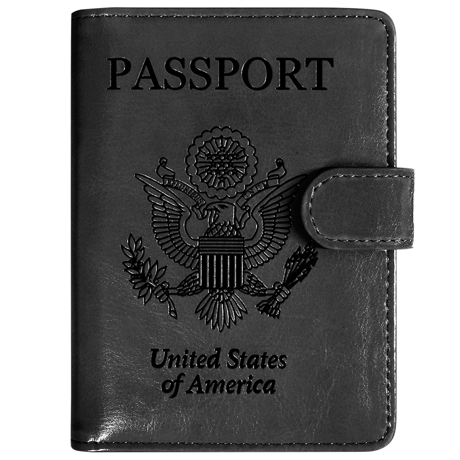 Unisex Faux Leather Passport and Vaccine Card Holder, Black, RFID Blocking, 20 Inches