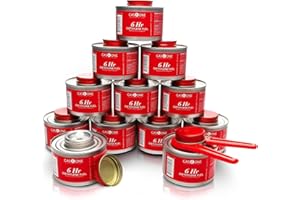Gas One 12 pack 6 Hour Chafing Fuel - Food Warmer for Chafing Dish Buffet Set - Liquid Safe Fuel With Wick & Lid Opener for C