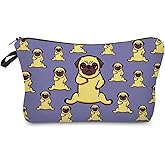 Livel lhood Yoga Pug Makeup Bag Cute Small Organizer Zipper Pouch Yoga Pug Cosmetic Bag Birthday Present for Women Friends