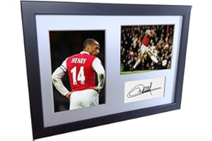 KITBAGS & LOCKERS Signed Black Soccer Thierry Henry Arsenal Autographed Photo Photographed Picture Frame A4 12x8 Football Gift