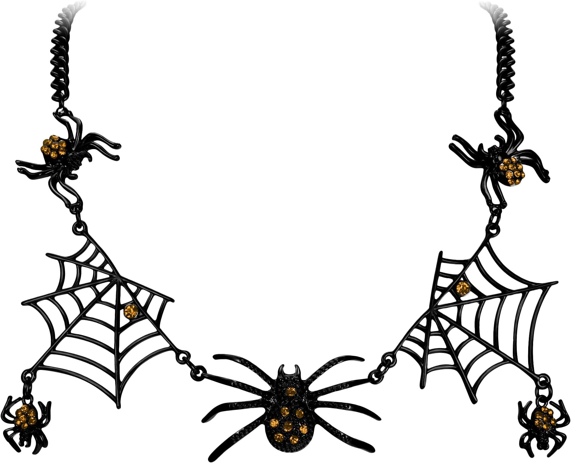 EVER FAITHHalloween Party Costume Jewelry Austrian Crystal Gothic Tarantula Spider Web Collar Necklace Cosplay Accessories for Women