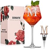 Personalized Gifts for Women, Monogrammed A-Z Wine Glass Customized Gift with Wine Stopper, Unique Christmas Birthday Gifts for Women Mom Friend Sister Wife -Dishwasher Safe (M)