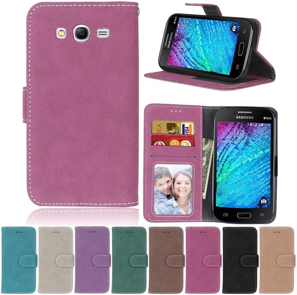 XYX Galaxy I9060 I9082 I9080 Case,[Rose][Scrub Series] PU Leather Flip Folio Kickstand Wallet Case with Card Slots for Samsung Galaxy Grand Neo Plus Lite I9060