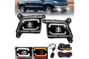 BOXLIGHT LED with DRL Fog Lights Compatible with 2020 2019 2021 2022 2023 Chevrolet Silverado 1500 2500HD 3500HD, Chevy Front Bumper Driving Fog Lights with Switch and Wiring Set
