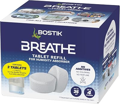 Bostik Breathe Dehumidifier Refill Tablets 2 Pack Dye-Free Fragrance-Free 25m²
