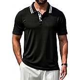 Mens Golf Shirts Athletic Polo Shirts Short Sleeve Lightweight Classic Collared Casual Slim Fit T-Shirt