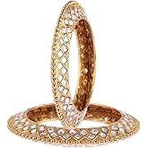 Efulgenz Indian Bangle Set Bollywood Traditional Gold Tone Kundan Wedding Bracelet Bangle Jewelry for Women (2 Pcs)