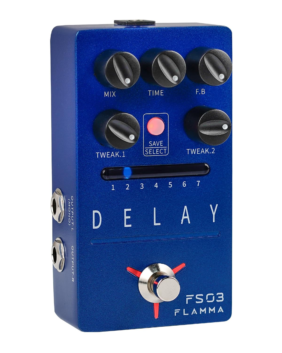 FLAMMA FS03 Guitar Delay Pedal Stereo Digital Delay Guitar Effects Pedal with Looper 6 Delay Effects Storable Preset Tap Tempo Trail On True Bypass