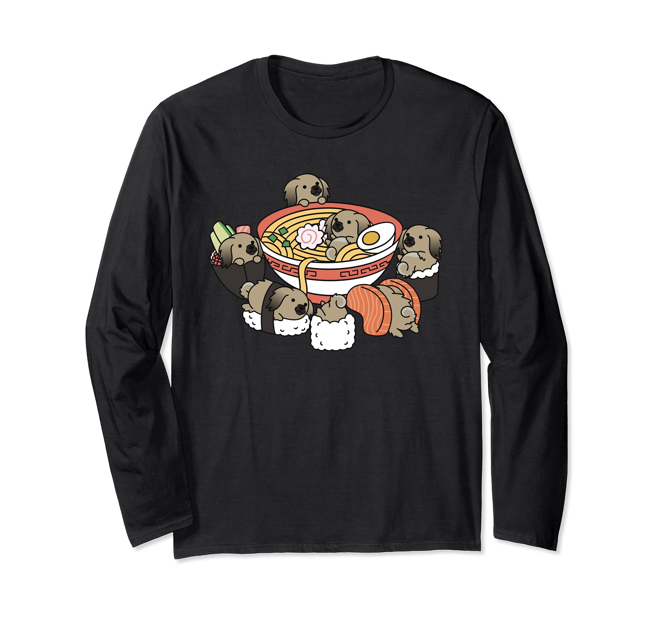 Ramen Sushi Pekingese Dog Long Sleeve T-Shirt