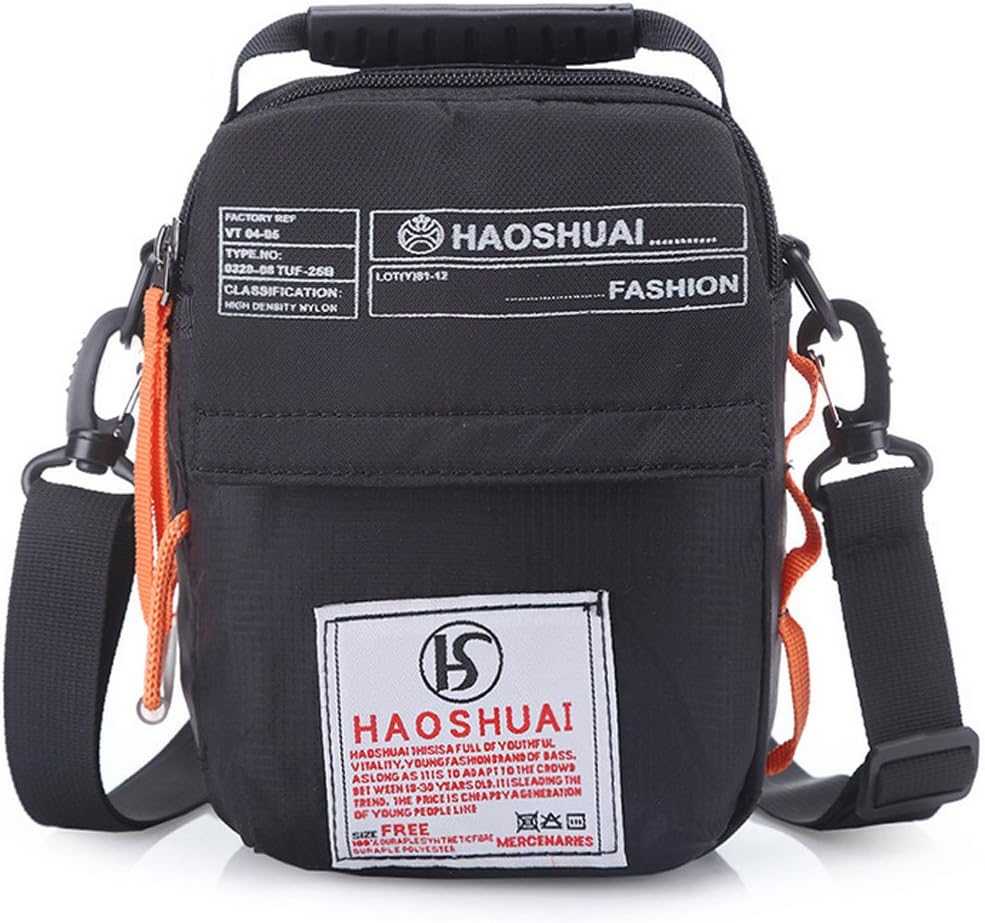 Waterproof Shoulder Bag Small Messenger Bag Handbag Mobile Phone Pouch Cross Body Bag Belt Purse with Shoulder Strap for Outdoor Sport Travel Hiking Camping Black