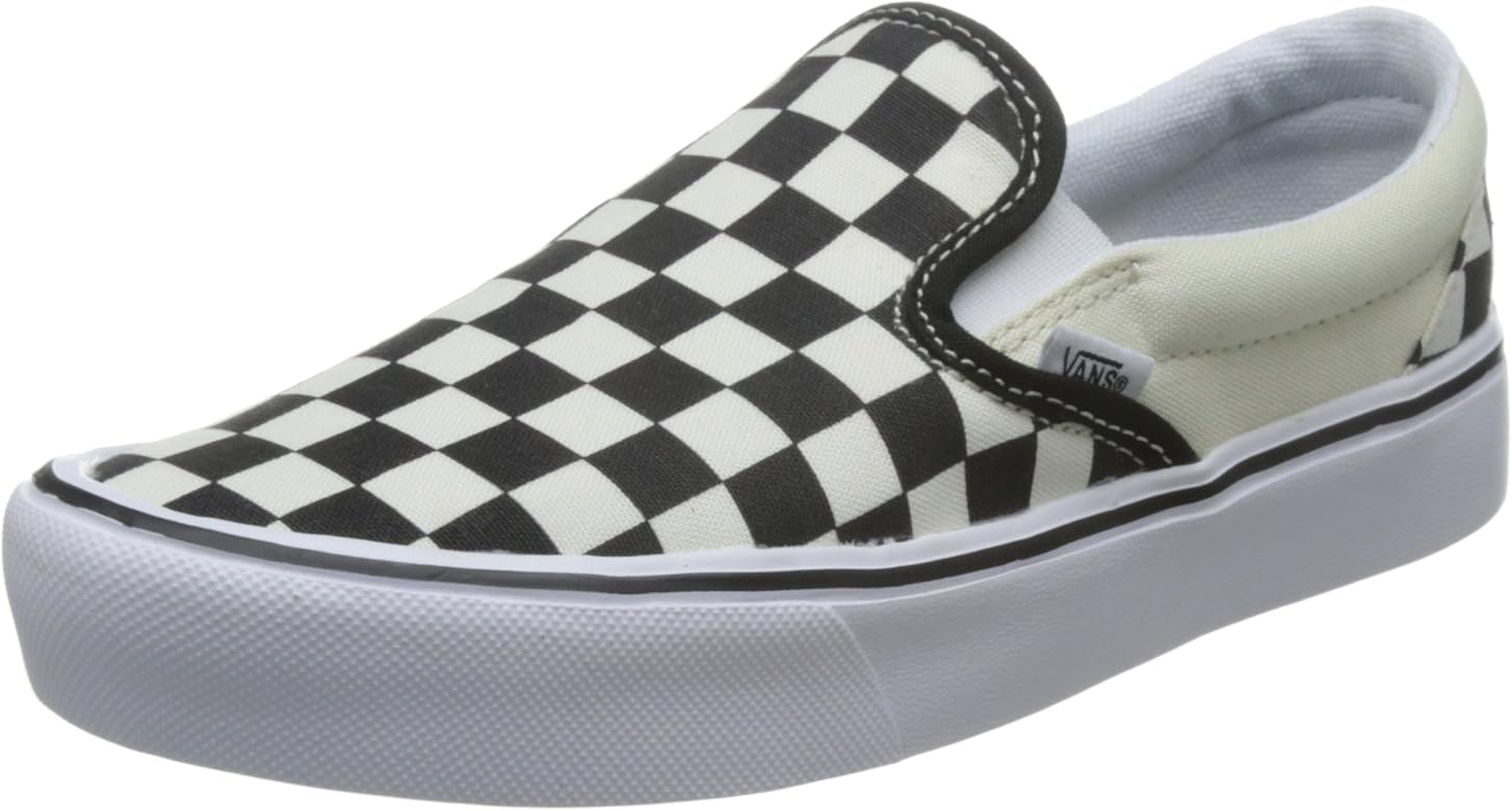 vans checkerboard slip on black and white