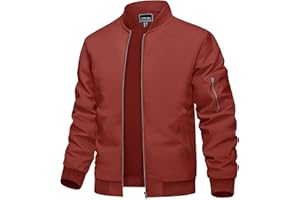TACVASEN Men's Bomber Jacket Lightweight Casual Spring Fall Windbreaker Zip Up Coat with Pocket