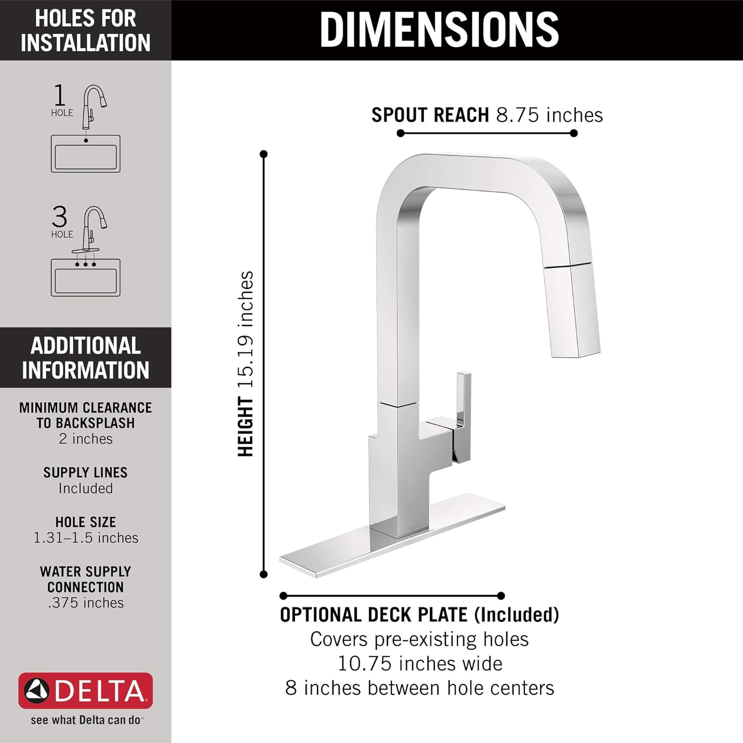 Delta Faucet Junction Chrome Kitchen Faucet with Pull Down Sprayer, Kitchen Sink Faucet, Faucets for Kitchen Sinks, Single-Handle, Magnetic Docking Spray Head, Chrome 19825LF - - 