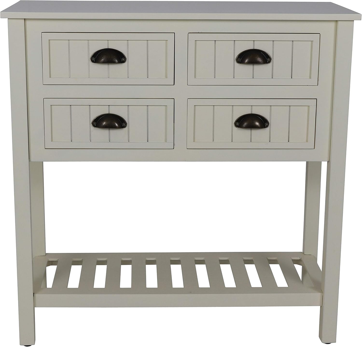 Decor Therapy Bailey Bead board 4-Drawer Console Table, 14x32x32, Antique Red: Kitchen & Dining