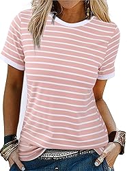 Remidoo Womens Crew Neck Tops Contrast Binding