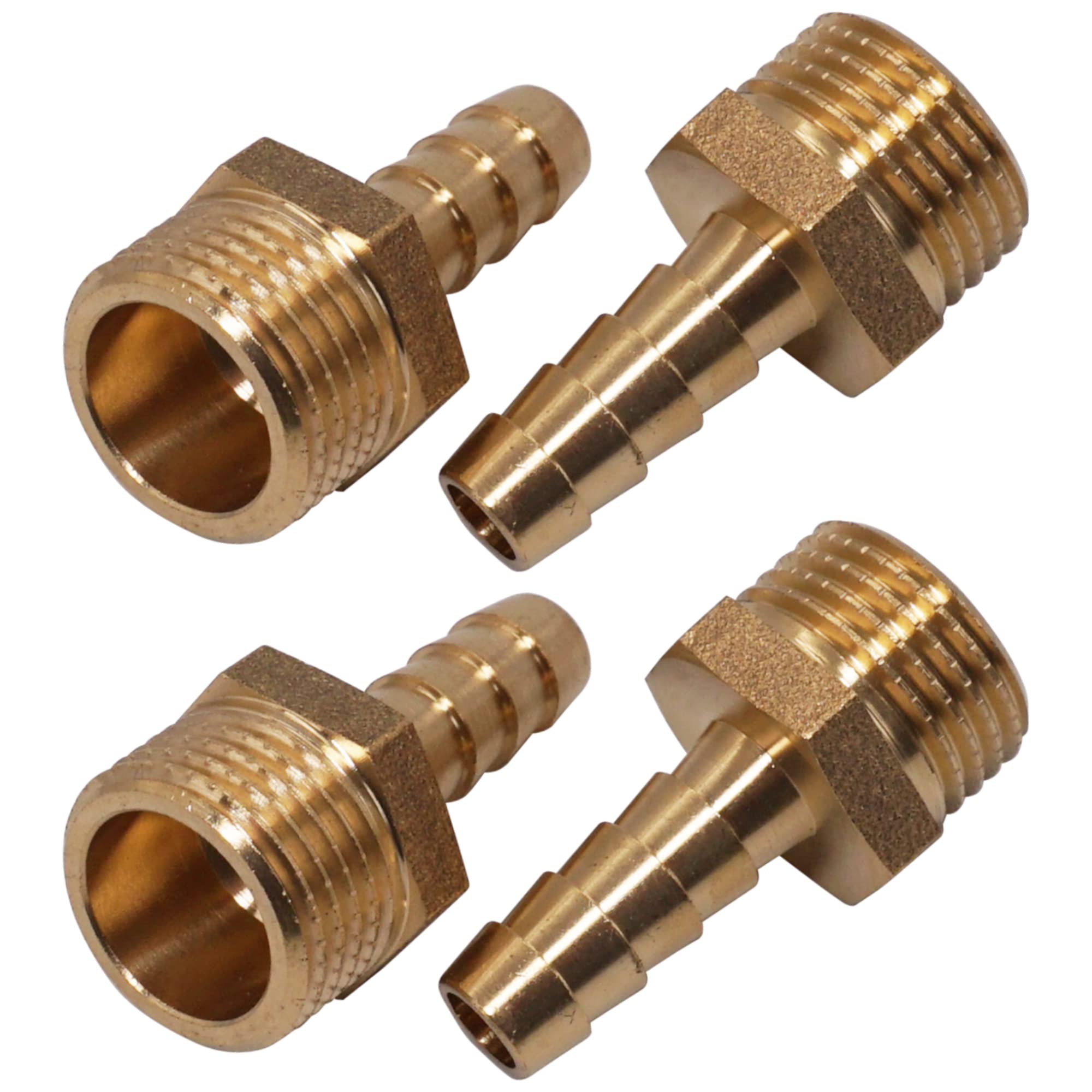 SKIR'CO 4 pcs Male Thread Barb Brass Fitting 1/2" x 10 mm, Hose Barbed Adapter, Hose Tail Connector, BSP Thread