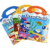 Ruawtcs Sticker Books for Kids,Reusable Sticker Books for Toddlers 1-3,3 Sets Washable Jelly Activity Book,Kids Travel Toys & Birthday Gifts for Boys Girls