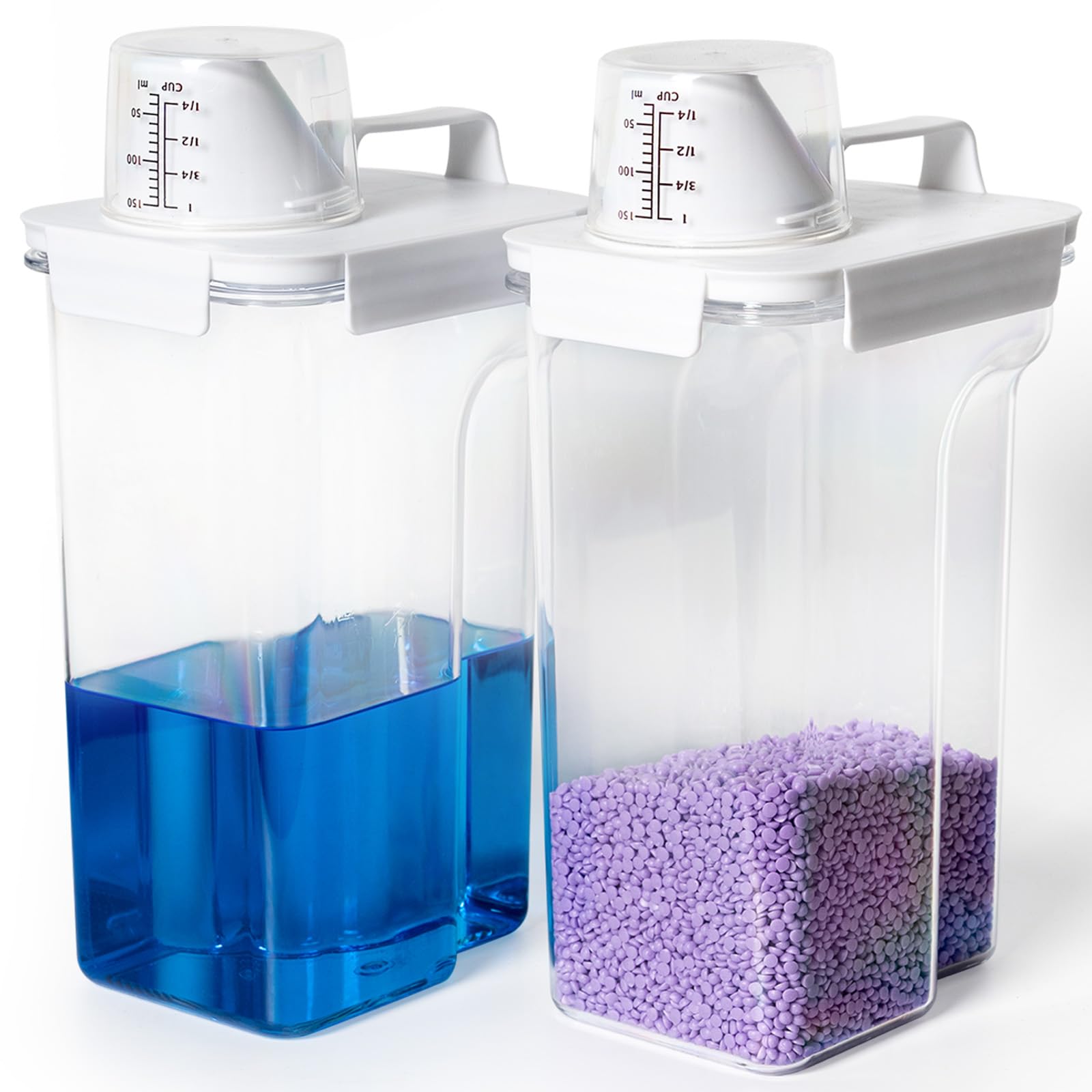 Photo 1 of G2 GO2GETHER Laundry Detergent Container,2Pack -95oz Laundry Detergent Dispenser with 5 labels for Laundry Room, Laundry Scent Beads, Powder,Bleach,Soap,Fabric Softener Storage and Organization.