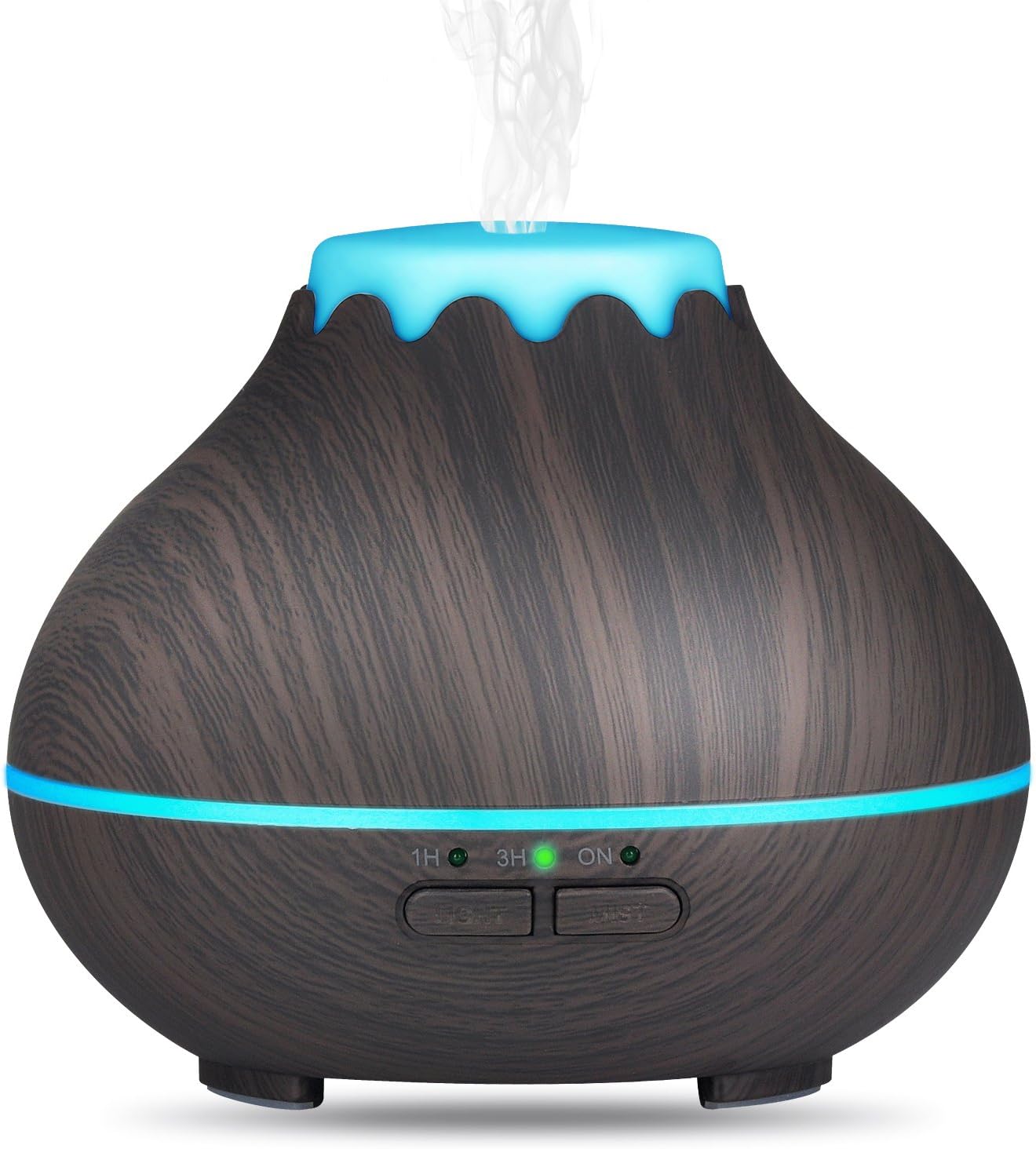 Mini Aroma Essential Oil Diffuser,OliveTech 150ml Ultrasonic Cool Mist Humidifier with Color LED Lights Changing and Waterless Auto Shut-off for Office, Yoga, Spa, Baby Room,Home,Bedroom- Wood Grain