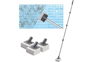 LAWFYMORI Pool Pumice Stone for Pool with 59" Stainless Steel Long Handle, Pool Calcium Remover Tool, Pool Tile Cleaning Scrubber, Pool Rust Stain Remover Rust Eraser for Spot and Deposit Concrete Pool Spa