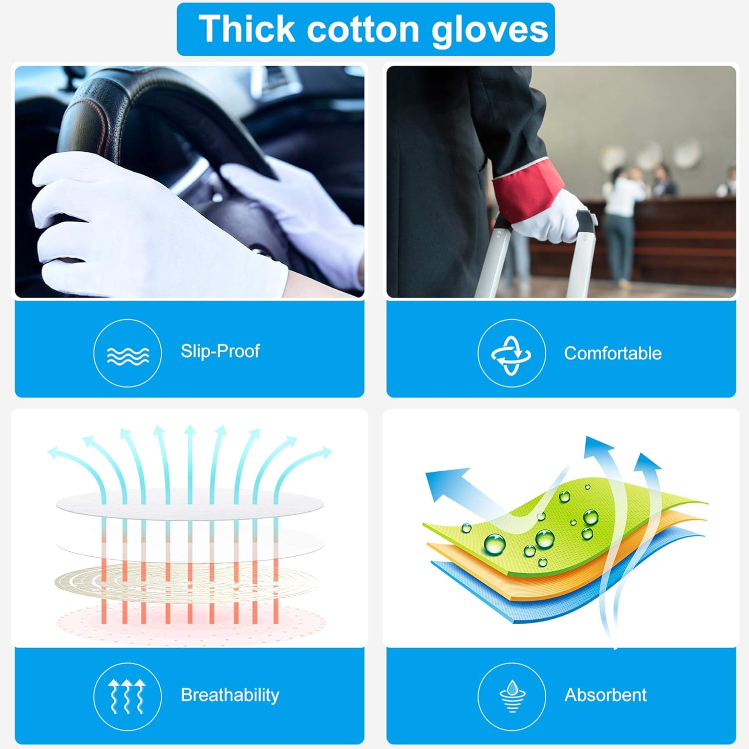 5Pairs(10Pcs) Moisturizing Gloves Overnight, Cotton Gloves for Dry Hands Eczema,White Cotton Gloves for Men and Women,Washable SPA Cotton Inspection Gloves, One Size Fit Most Cloth Gloves: Clothing