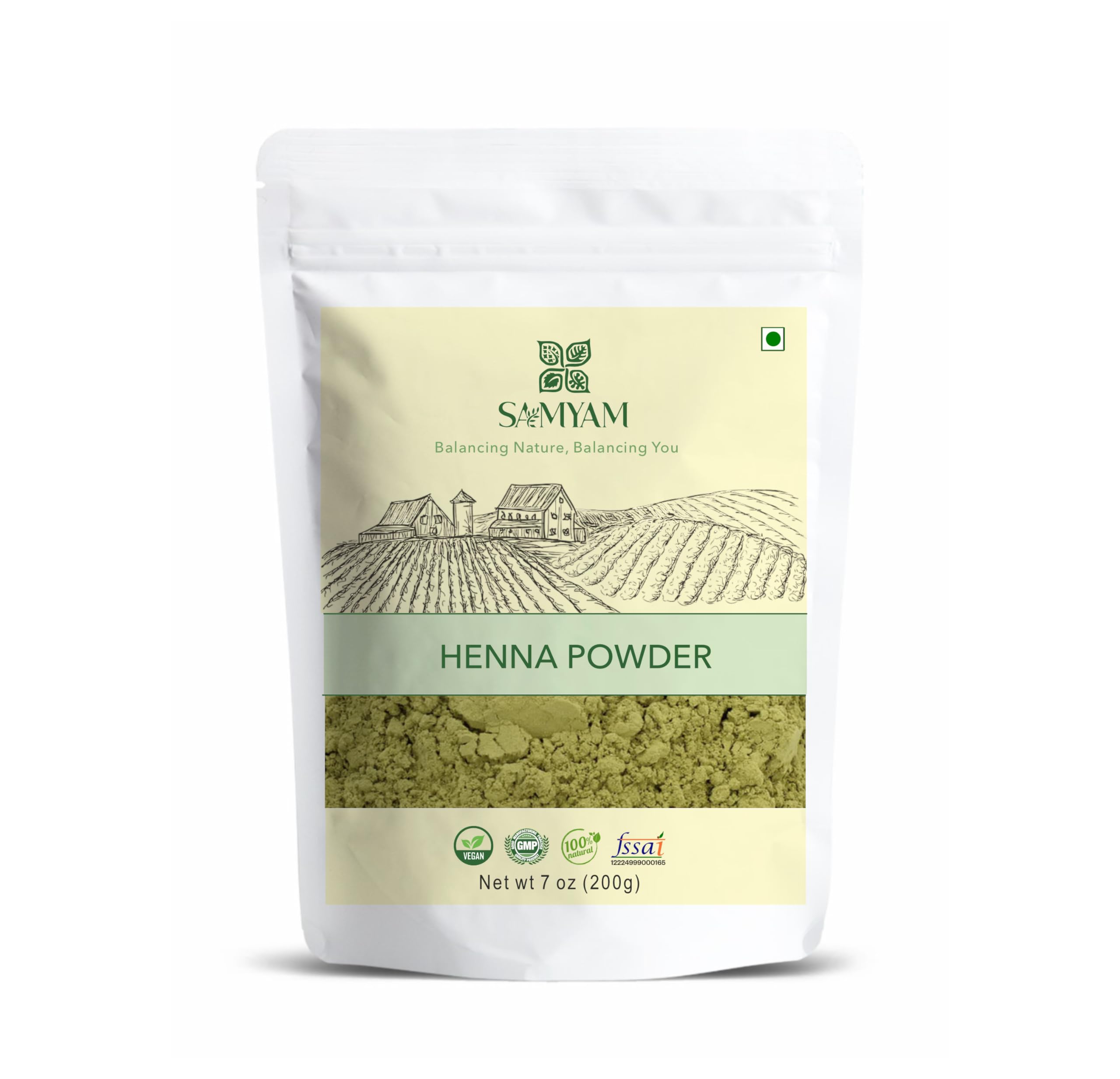 SAMYAM Pure Henna Powder - 200g Pack | Natural Hair Color, Triple Sifted Rajasthani Henna, PPD Free