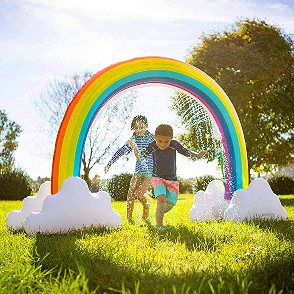 QYHSS Inflatable Giant Rainbow Arch Sprinkler, Outdoor Family Activity Water Sprinkler, Garden Lawn Sprinkler Kids Water Toys, For Kids Adults (280X160CM)