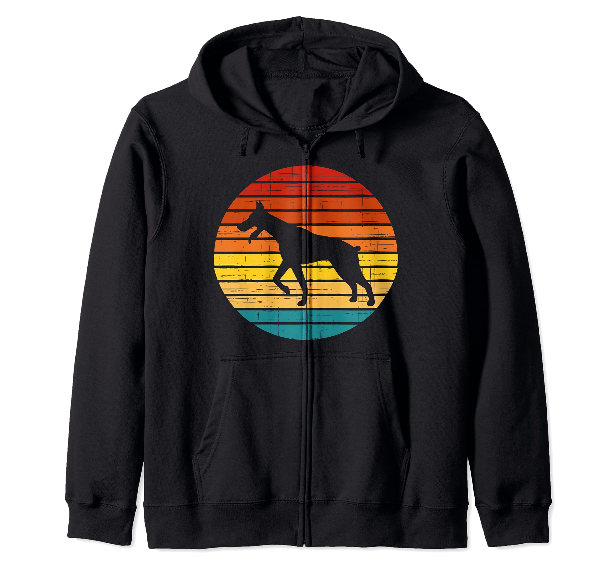 Doberman Pinscher Dog Vintage Retro Sunset Dog Lovers Zip Hoodie