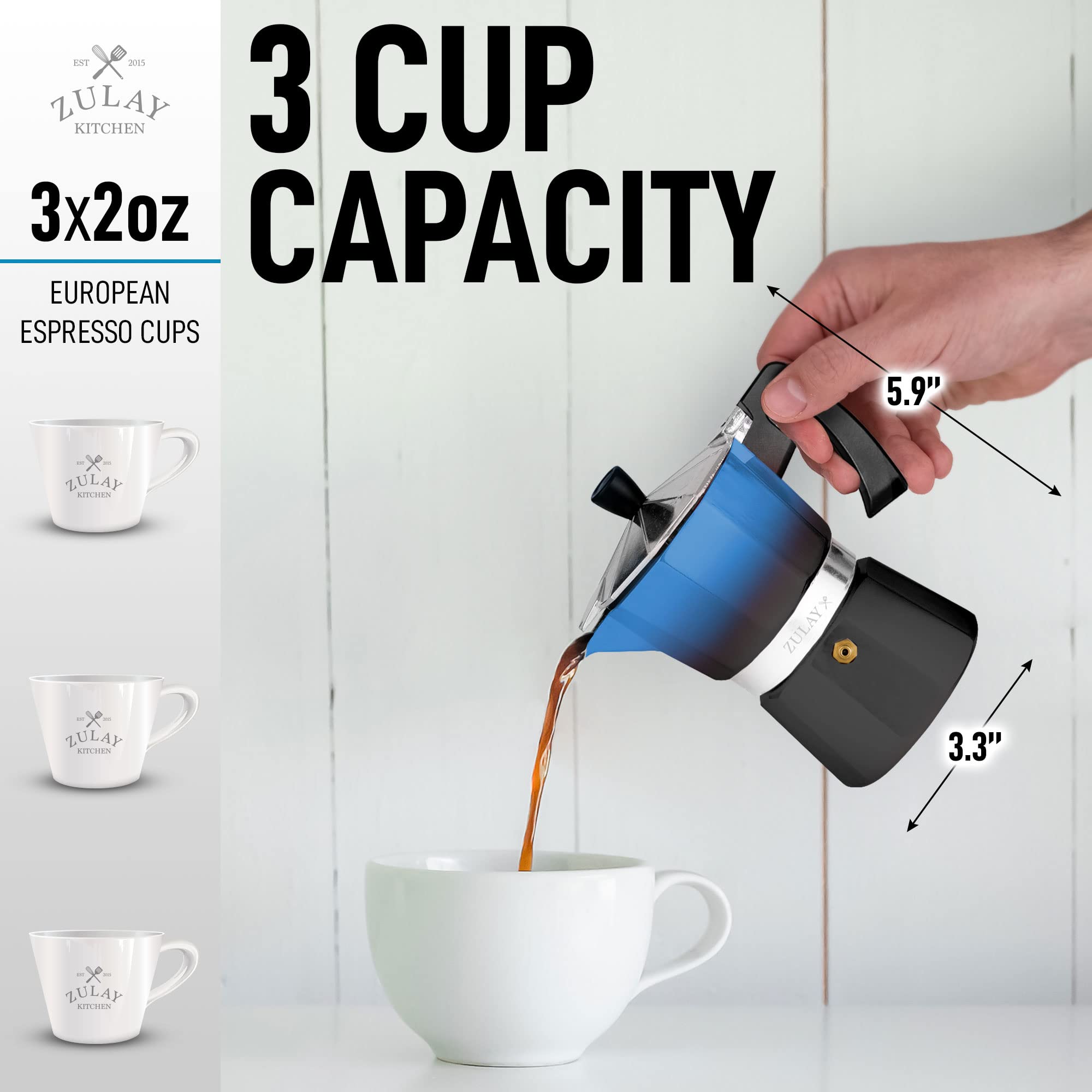 Mua Zulay Kitchen Stovetop Espresso Maker - Moka Pot 3 Espresso Cups ...