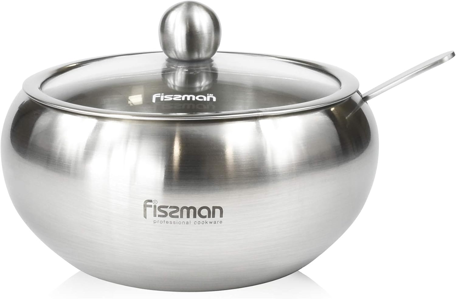 FISSMAN Large Sugar Bowl, Stainless Steel Drum Shape Sugar
