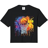Basketball Colorful Drip for Player and Fan Graphic Comfort Colors Crop Top