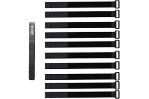 Oldhill Hook and Loop Cinch Straps Adjustable and Reusable - 10 Pack (24" x 1", Black)