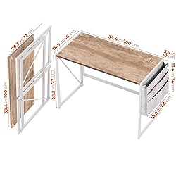SOROGRA Folding Desk with Storage Pocket for Small