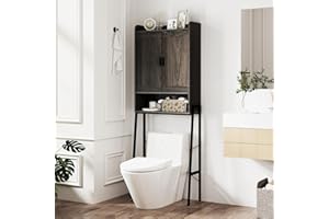 Tangkula Over The Toilet Storage Cabinet, Farmhouse Bathroom Space Saver Above Toilet with 2 Doors, Adjustable Shelves, Metal