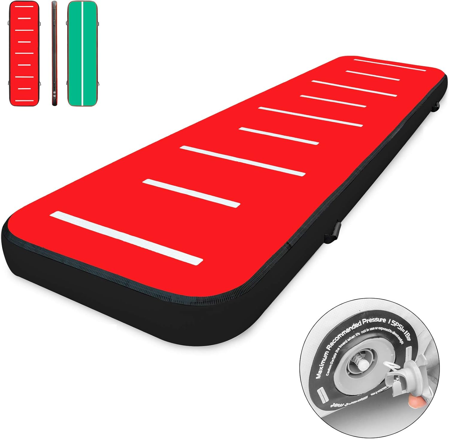 KM Fit Tapis de gymnastique gonflable Airtrack Tapis de fitness 5m Noir