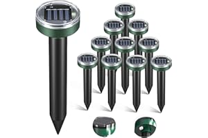WYEWYE Solar Mole Repellent 10 Pack,Mole Snake Gopher Mice Chipmunk Repellent for Lawns Garden Yard,Sonic Mole Deterrent Spikes Groundhog Repeller Mouse Trap for Backyard Garden Farm,Pest Control,Round