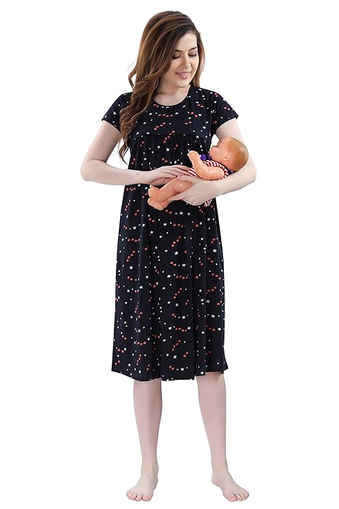 Buy Women's Hosiery Feeding Nighty/Maternity Nighty/Nursing Nighty for Post & Pre Pregnancy Wear 