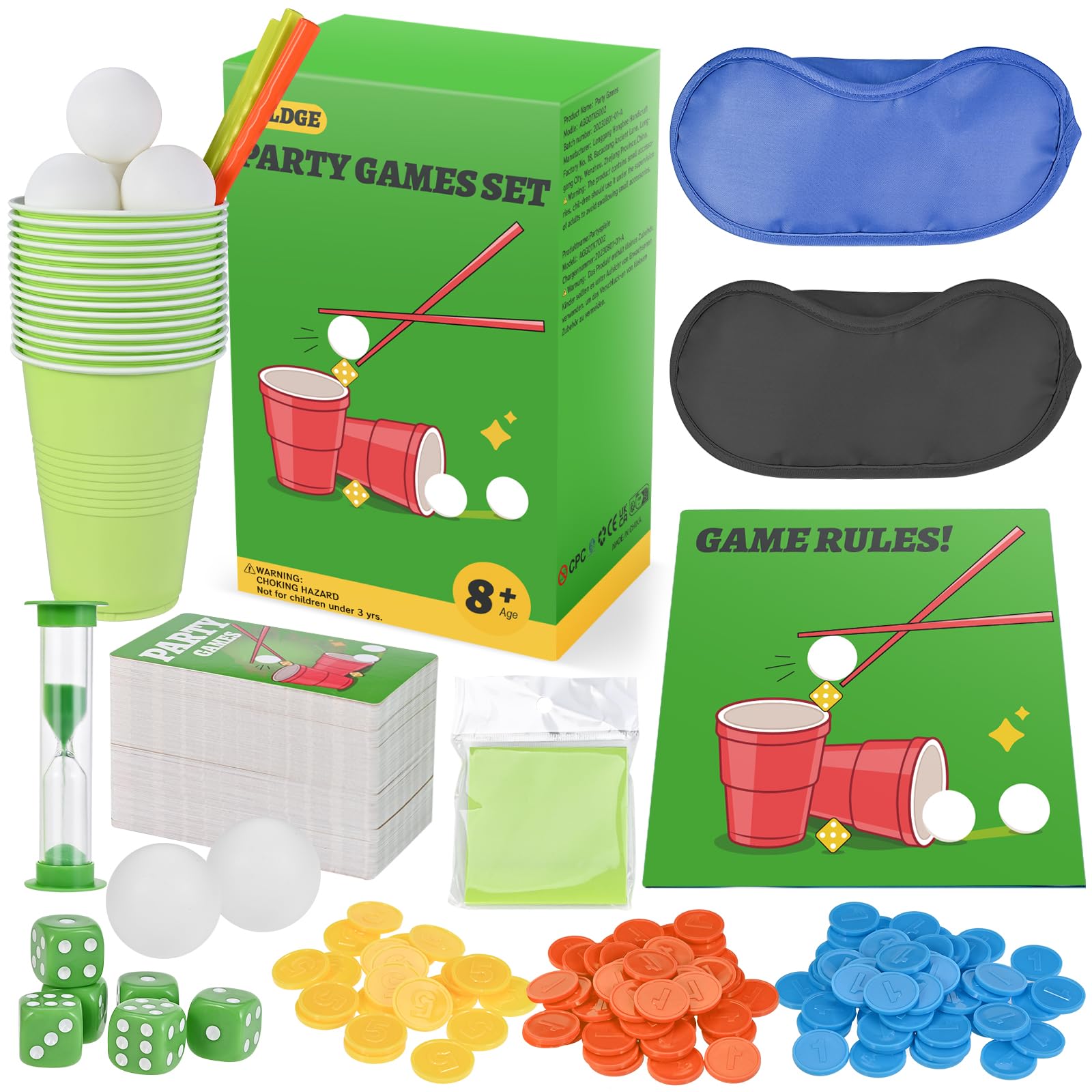 Faburo Party Game Set, Action Game for Adults - Beat Your Friends at 160 Challenges, Card and Board Game for Kids and Adults Perfect for Family Party Night