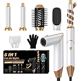 5 in 1 Blow Dryer Brush,Hair Dryer Brush with Detachable Air Styler,Negative Ionic Magic Hair Styler,Hot Air Brush for Women Volumizer,Straightener,Drying