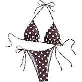 GORGLITTER Women's Polka Dots Swim Suits Halter String Bikini Set Sexy Thong Cheeky Two Piece Swimsuits