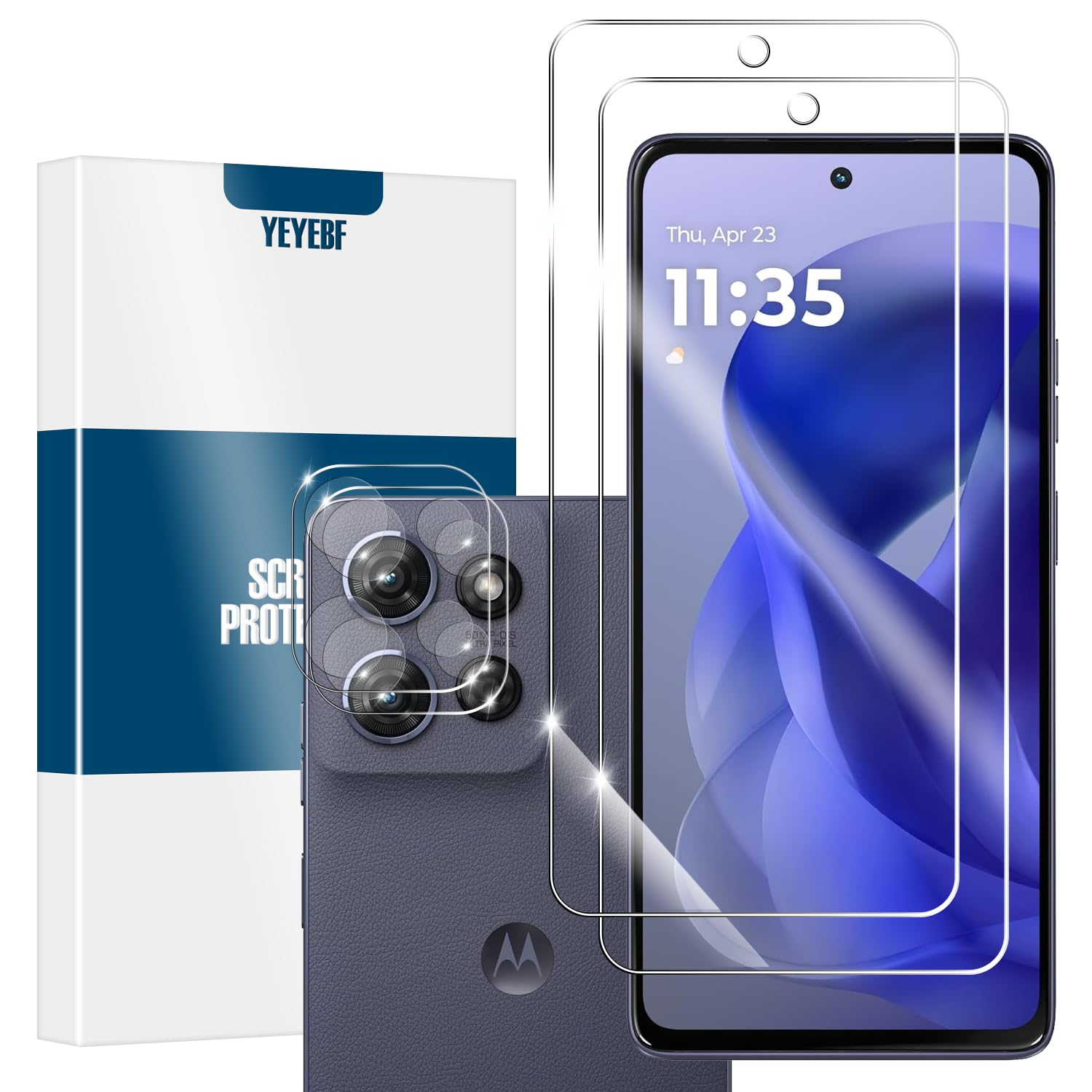 YEYEBF Moto G Power 5G-2025 HD Clear Tempered Glass Screen Protector + Camera Lens Protectors, [2+2 Pack] [3D Glass] [Anti-Glare] [Bubble-Free] Screen Protector Glass For Moto G Power 5G-2025