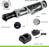 WORKPRO 12V Cordless Ratchet Wrench Set 3/8" with 7 Sockets, 2 Batteries view 7