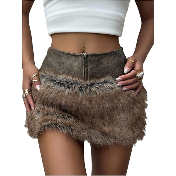 Amazon.com: SHENHE Women's Mini Skirt Fuzzy Fur Cheetah Print Low