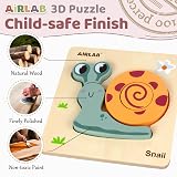 Airlab Wooden Jigsaw Puzzle Garden Animals 4 Pack for Toddlers Beech Wood view 3