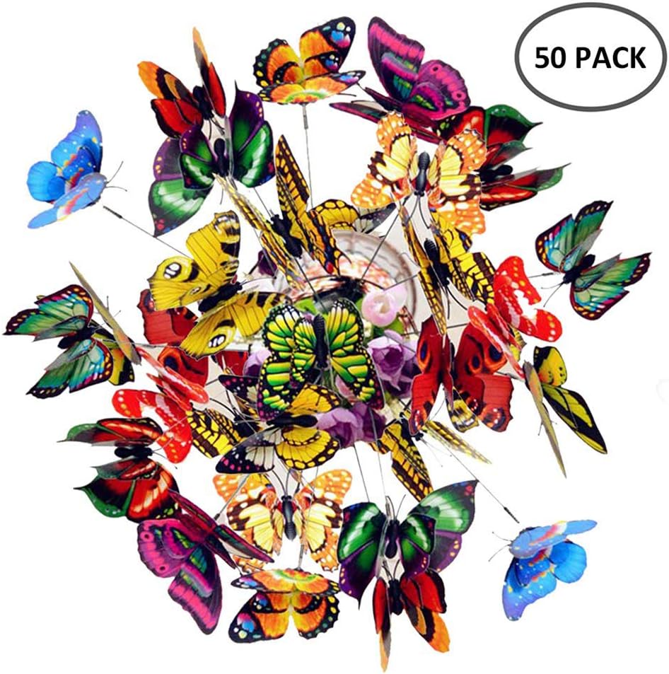 Keer 50 Piezas Coloridas Mariposas de jardín estacas decoración ...